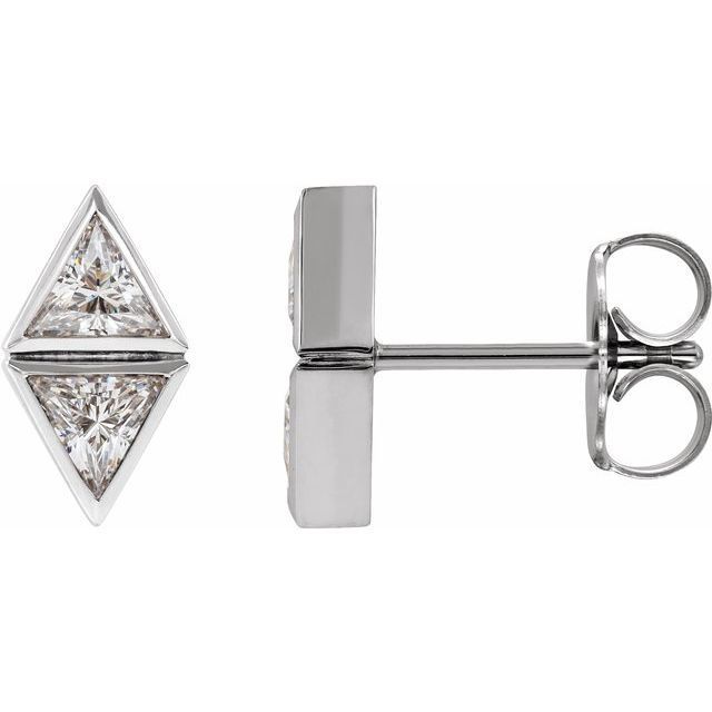 14K 1/6 CTW Natural Diamond Two-Stone Bezel-Set Earrings