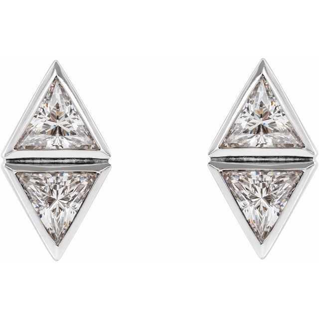14K 1/6 CTW Natural Diamond Two-Stone Bezel-Set Earrings