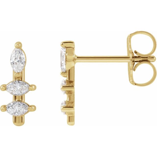 14K 1/5 CTW Natural Diamond Bar Earrings