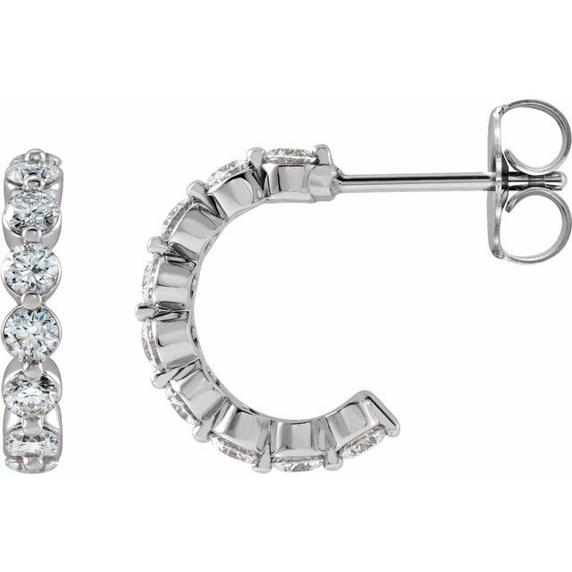 14K 3/4 CTW Natural Diamond Hoop Earrings
