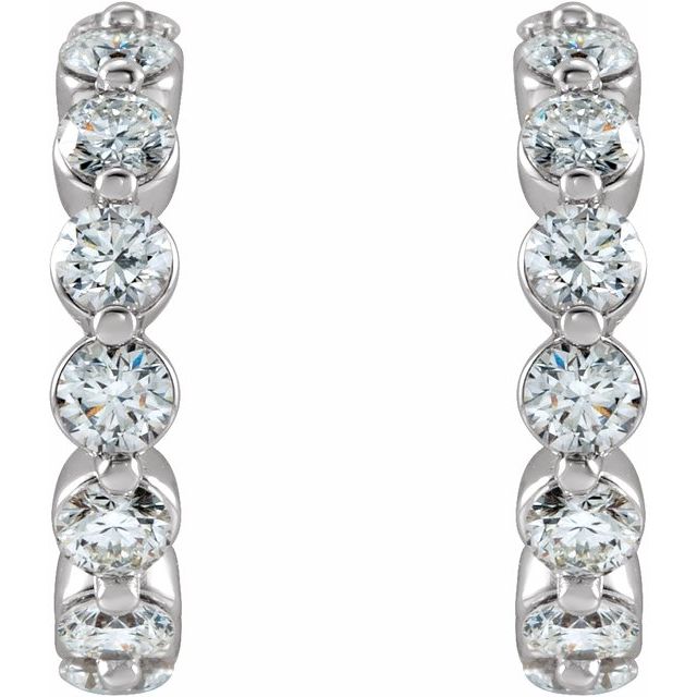 14K 3/4 CTW Natural Diamond Hoop Earrings