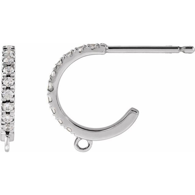 .04 CTW Natural Diamond French-Set Hoop Earring Top