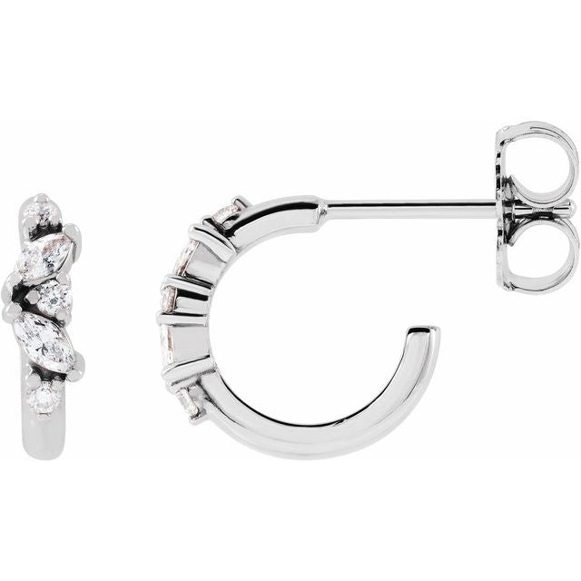 14K 1/5 CTW Natural Diamond Huggie Earrings