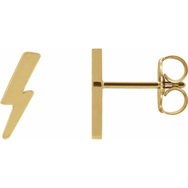 14K Tiny Lightning Bolt Left Earring