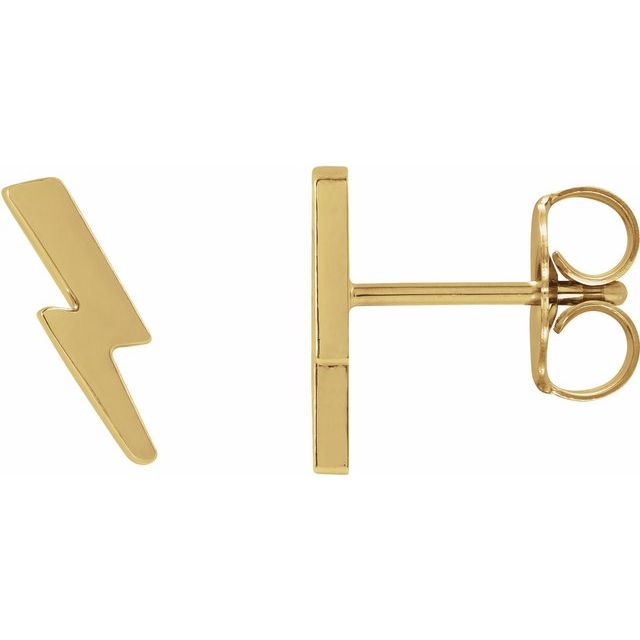 14K Tiny Lightning Bolt Earrings