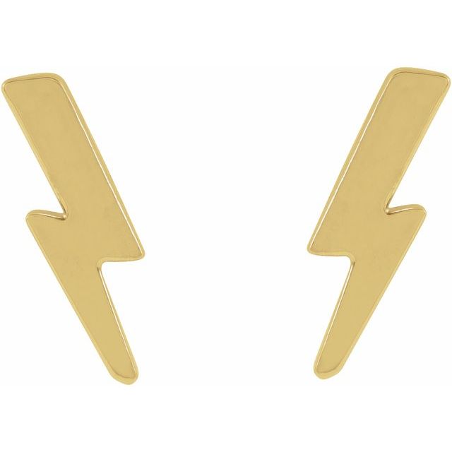 14K Tiny Lightning Bolt Earrings