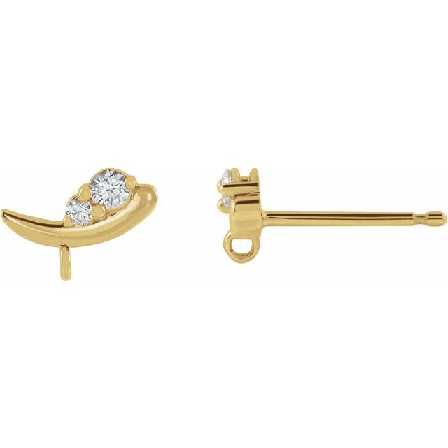 14K .05 CTW Natural Diamond Left Curved Earring Top
