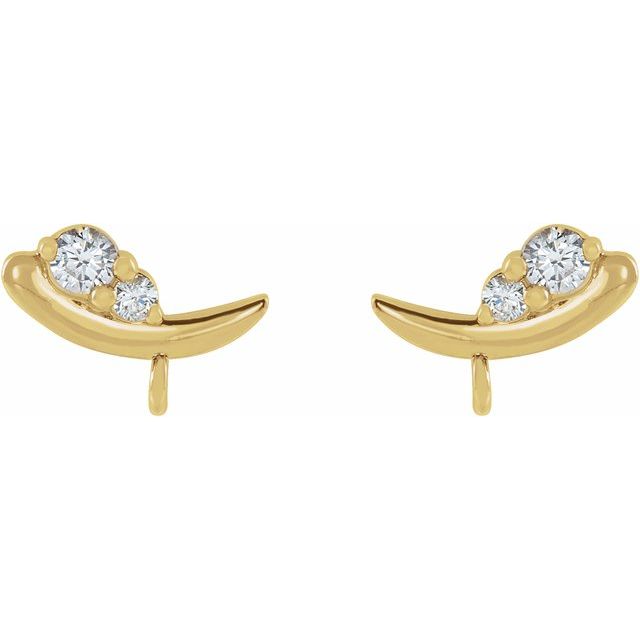 14K .05 CTW Natural Diamond Left Curved Earring Top