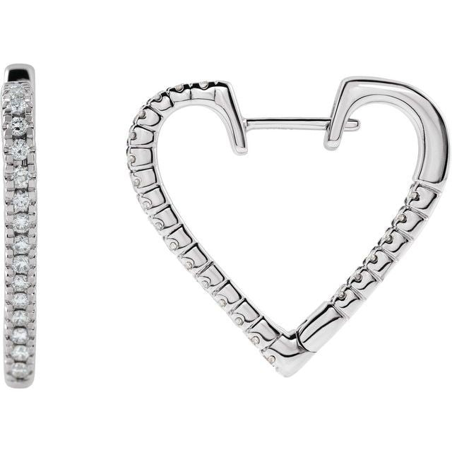 14K 5/8 CTW Natural Diamond Heart Earrings