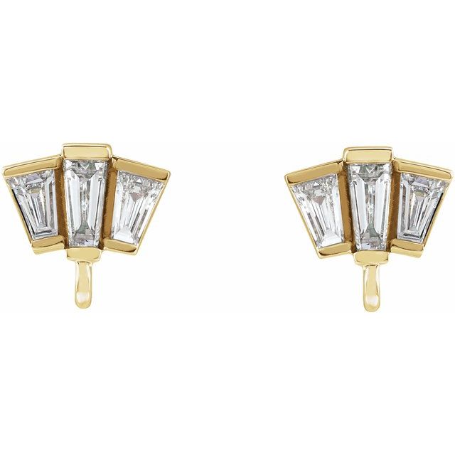 14K 1/6 CTW Natural Diamond Tapered Baguette Earring Top