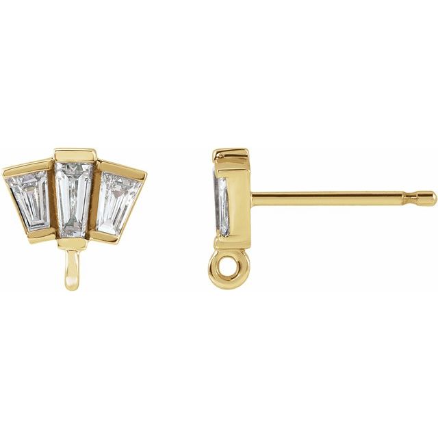 14K 1/6 CTW Natural Diamond Tapered Baguette Earring Top
