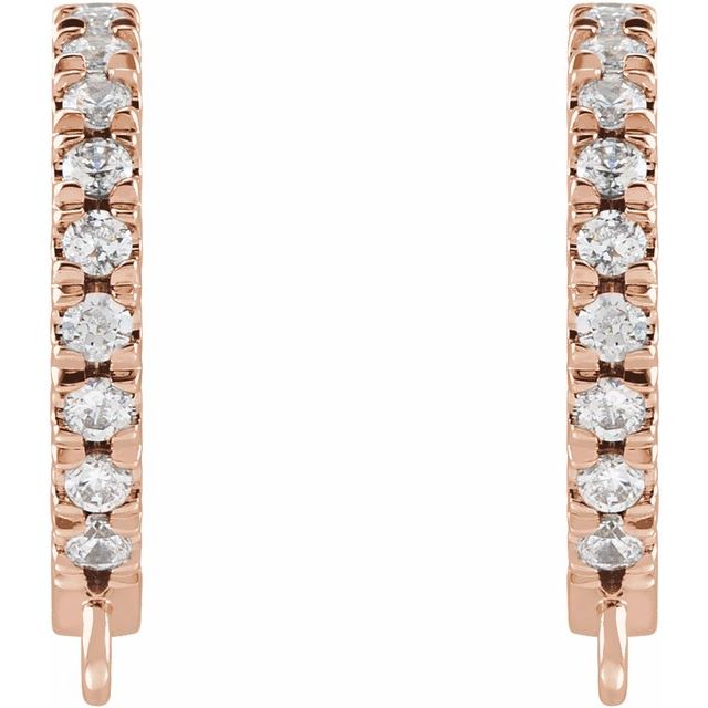 14K .03 CTW Natural Diamond French-Set Hoop Earring Top