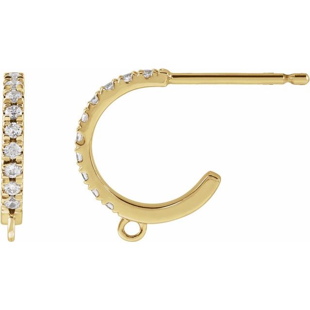 14K .03 CTW Natural Diamond French-Set Hoop Earring Top