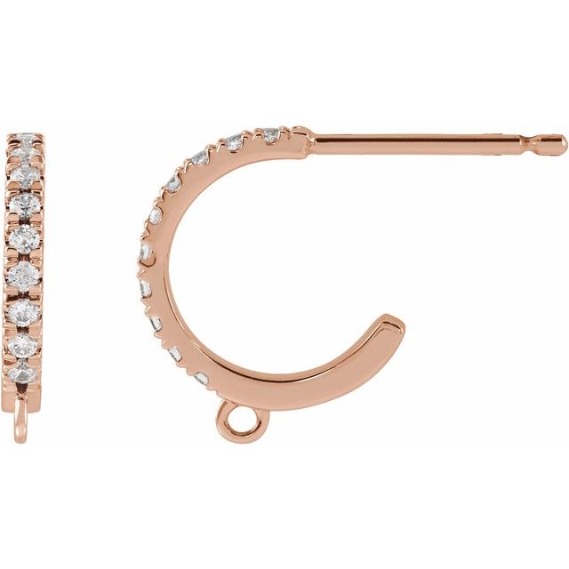 14K .03 CTW Natural Diamond French-Set Hoop Earring Top