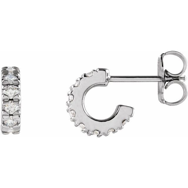 14K 1/4 CTW Lab-Grown Diamond French-Set Huggie Hoop Earrings