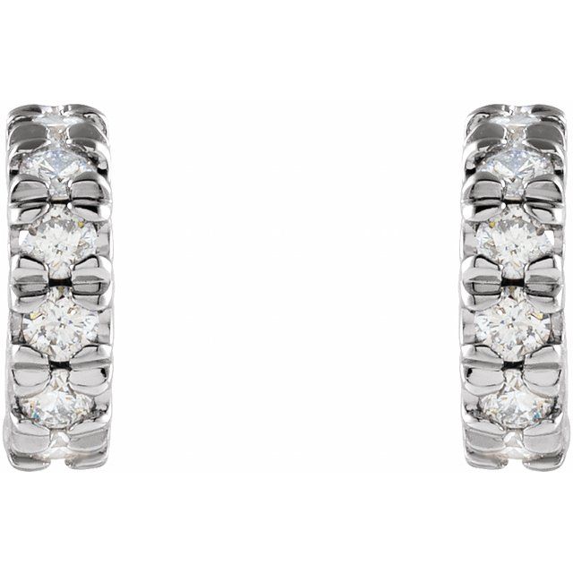 14K 1/4 CTW Lab-Grown Diamond French-Set Huggie Hoop Earrings