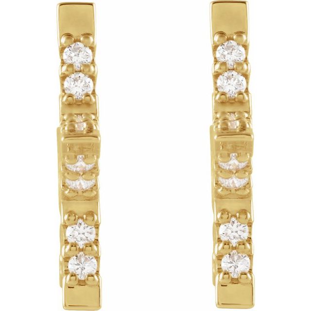 14K 3/8 CTW Natural Diamond Star Hoop Earrings
