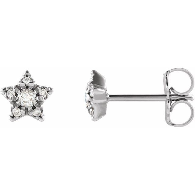14K 1/10 CTW Natural Diamond Star Earrings