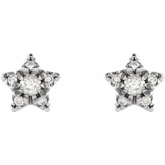 14K 1/10 CTW Natural Diamond Star Earrings