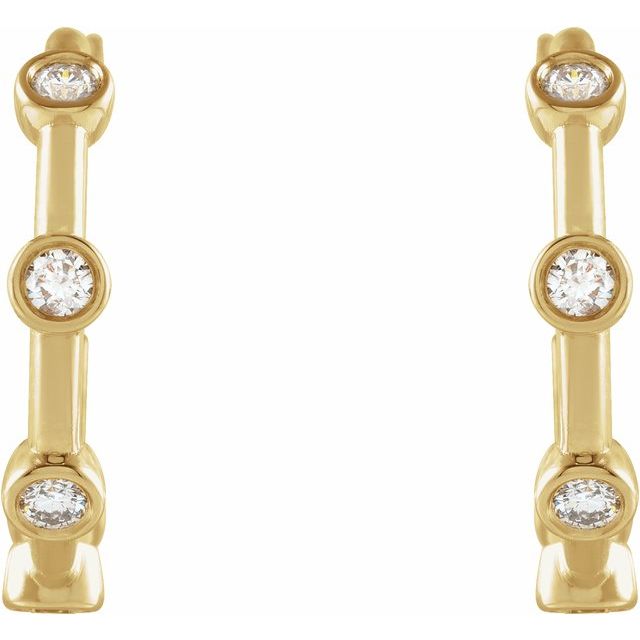14K 1/4 CTW Natural Diamond Bezel-Set Hoop Earrings