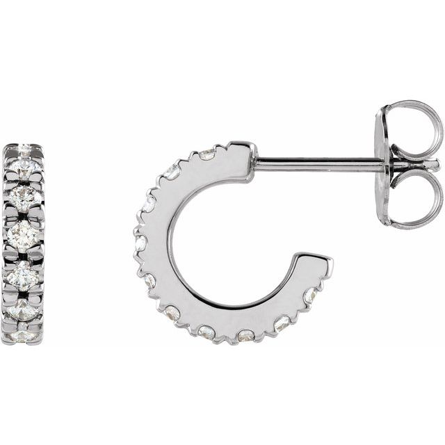 14K 1/3 CTW Lab-Grown Diamond French-Set Huggie Hoop Earrings