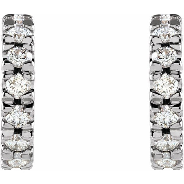 14K 1/3 CTW Natural Diamond French-Set Huggie Hoop Earrings