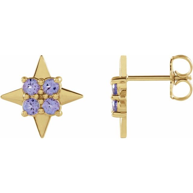 14K Natural Tanzanite Star Earrings