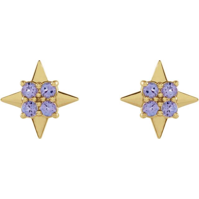 14K Natural Tanzanite Star Earrings
