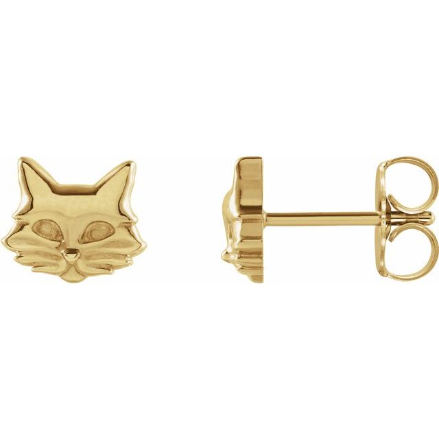 14K Tiny Cat Earrings