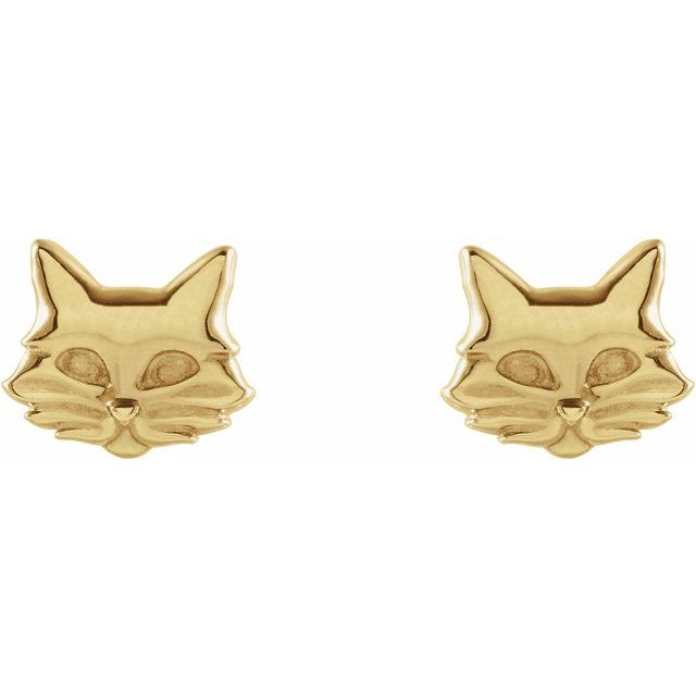 14K Tiny Cat Earrings