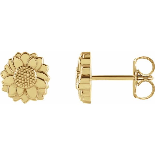 14K Tiny Sunflower Earrings