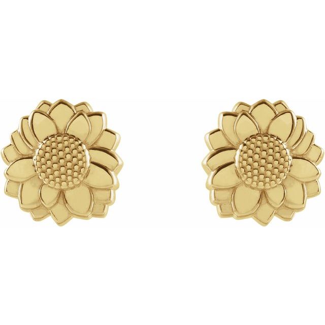 14K Tiny Sunflower Earrings