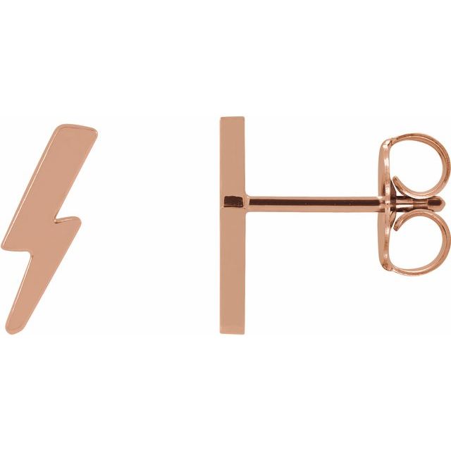 14K Tiny Lightning Bolt Left Earring