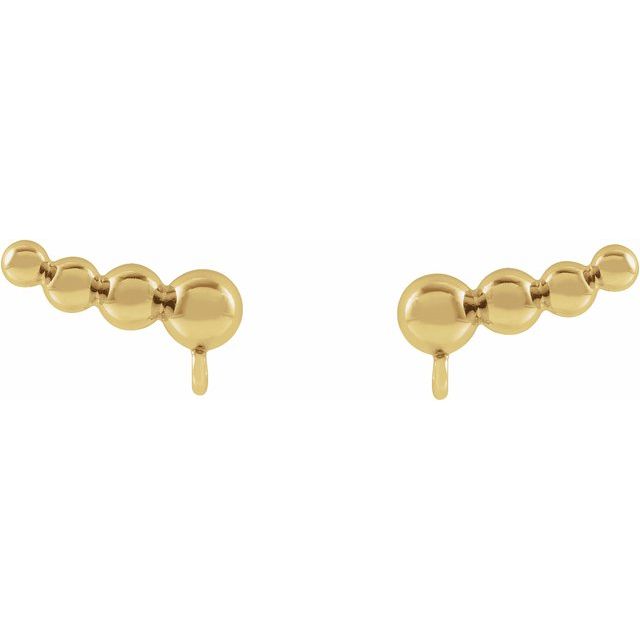 14K Beaded Left Ear Climber Top