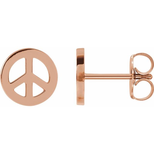 14K Tiny Peace Earrings