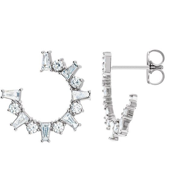 14K 1 CTW Natural Diamond Front-Facing Hoop Earrings
