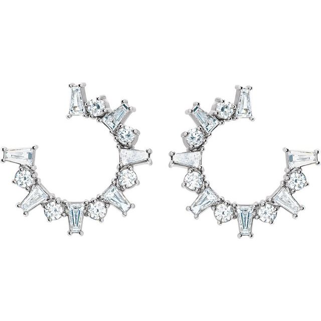 14K 1 CTW Natural Diamond Front-Facing Hoop Earrings