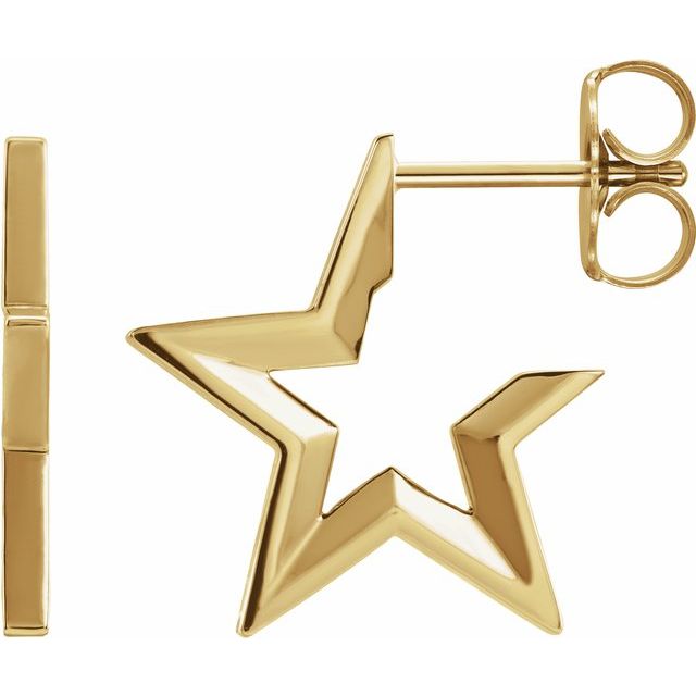 14K Star Hoop Earrings