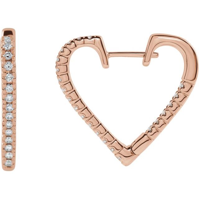 14K 5/8 CTW Natural Diamond Heart Earrings