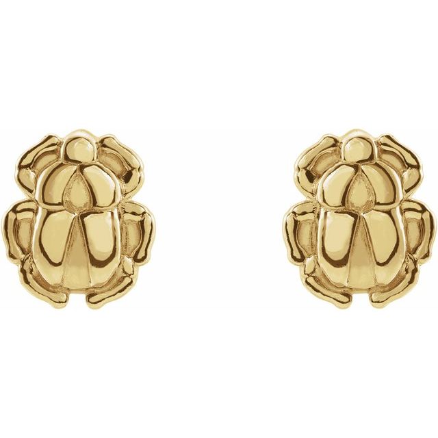 14K Tiny Scarab Earrings
