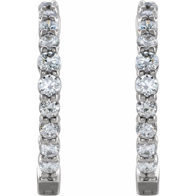 14K 1 CTW Lab-Grown Diamond Inside-Outside Hinged Hoop Earrings
