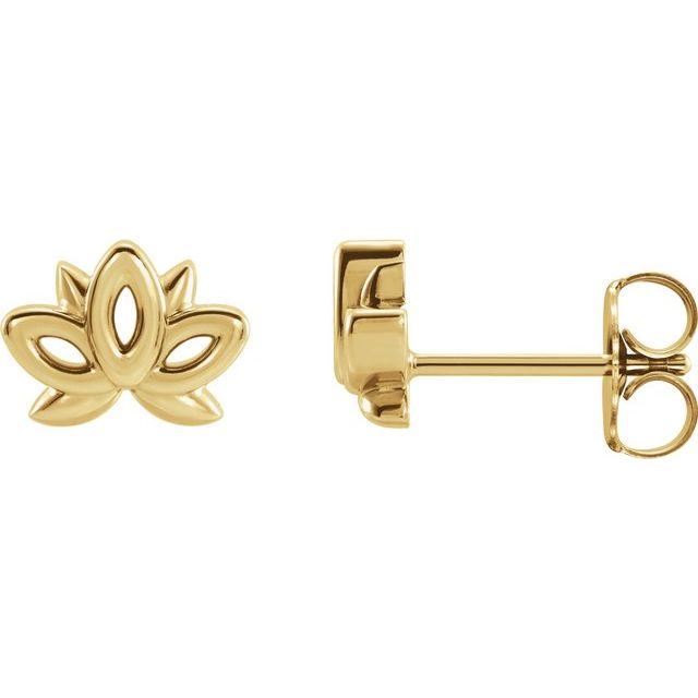 14K Lotus Earrings