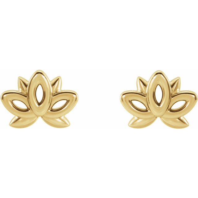 14K Lotus Earrings