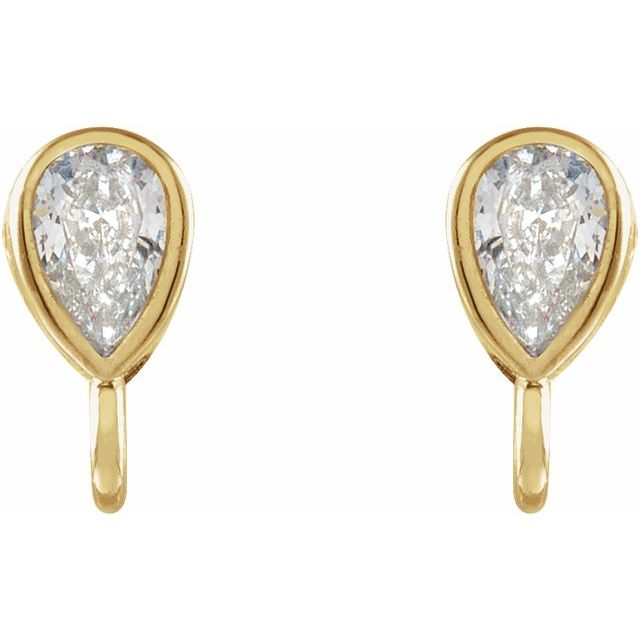 14K .08 CT Natural Diamond Micro Bezel Earring Top