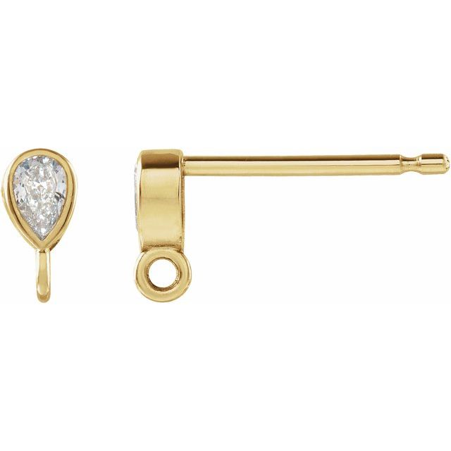 14K .08 CT Natural Diamond Micro Bezel Earring Top