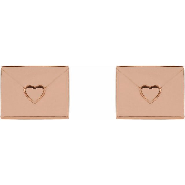14K Heart Envelope Earrings