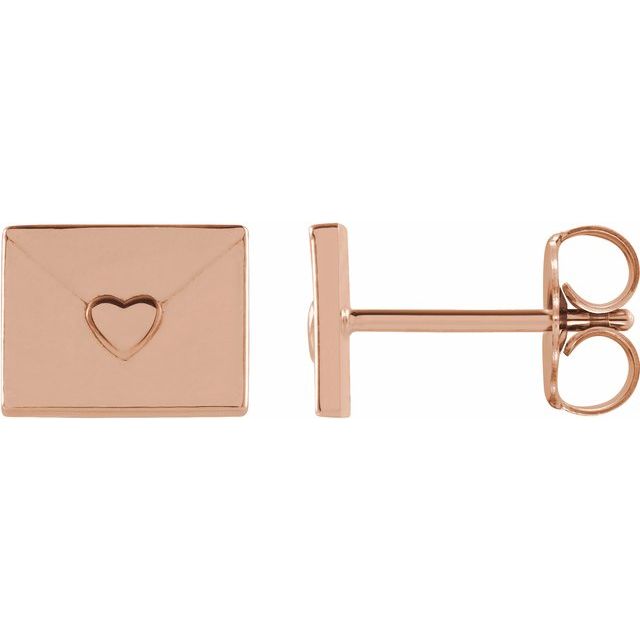 14K Heart Envelope Earrings
