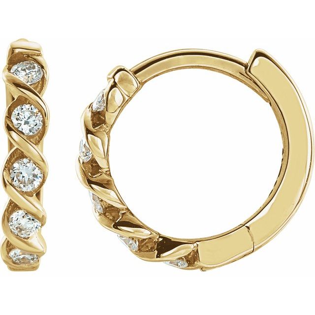 14K 1/10 CTW Lab-Grown Diamond Hoop Earrings