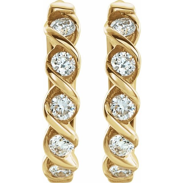 14K 1/10 CTW Lab-Grown Diamond Hoop Earrings