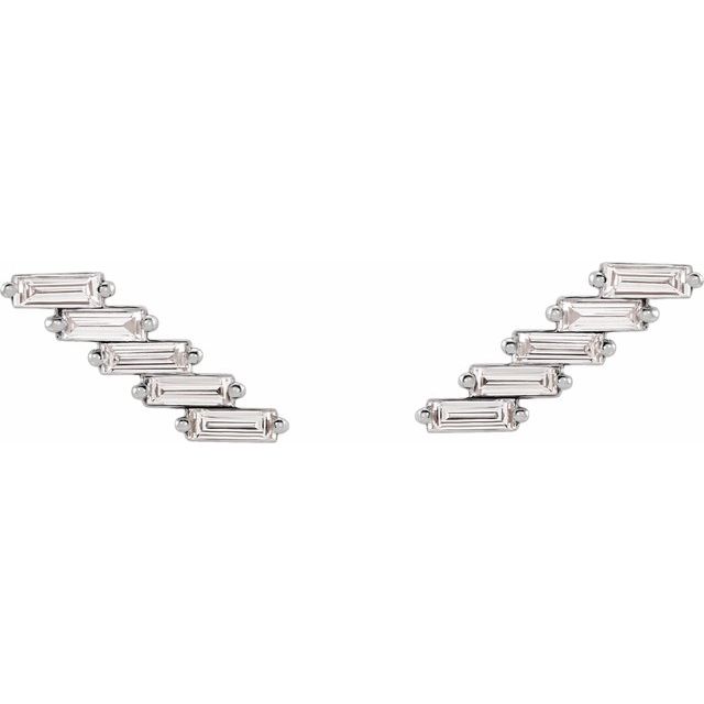 14K 1/4 CTW Natural Diamonds Ear Climbers